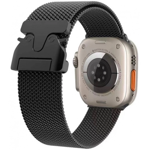 Apple Watch 10 46mm Zore KRD-25 Metal Hasır Kordon - Siyah