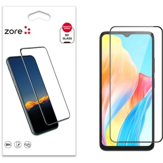 Oppo A38 Kırılmaz Cam Tam Kapatan Kenarları Kırılmaya Dayanıklı Cam Ekran Koruyucu - Siyah