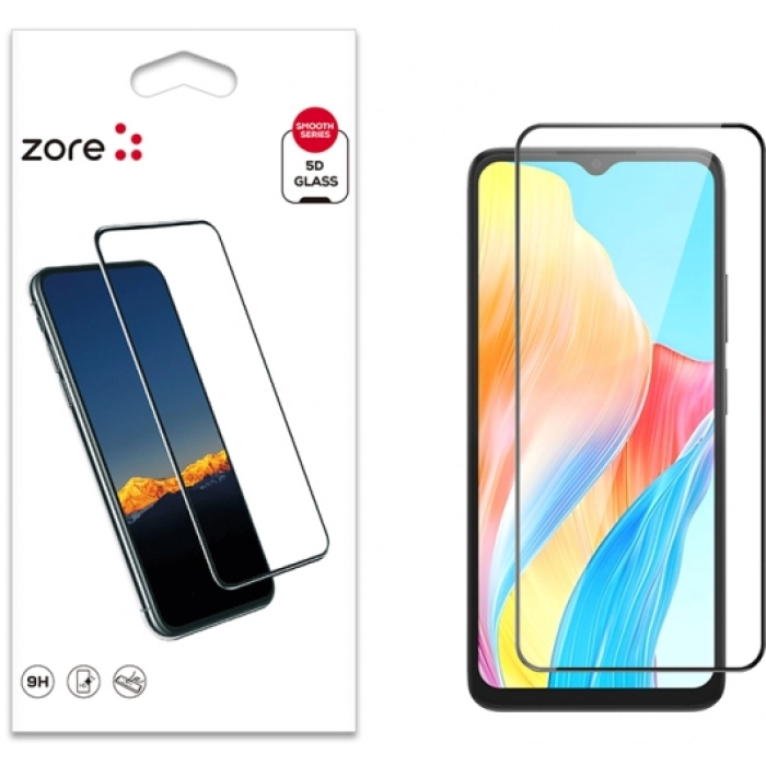 Oppo A38 Kırılmaz Cam Tam Kapatan Kenarları Kırılmaya Dayanıklı Cam Ekran Koruyucu - Siyah