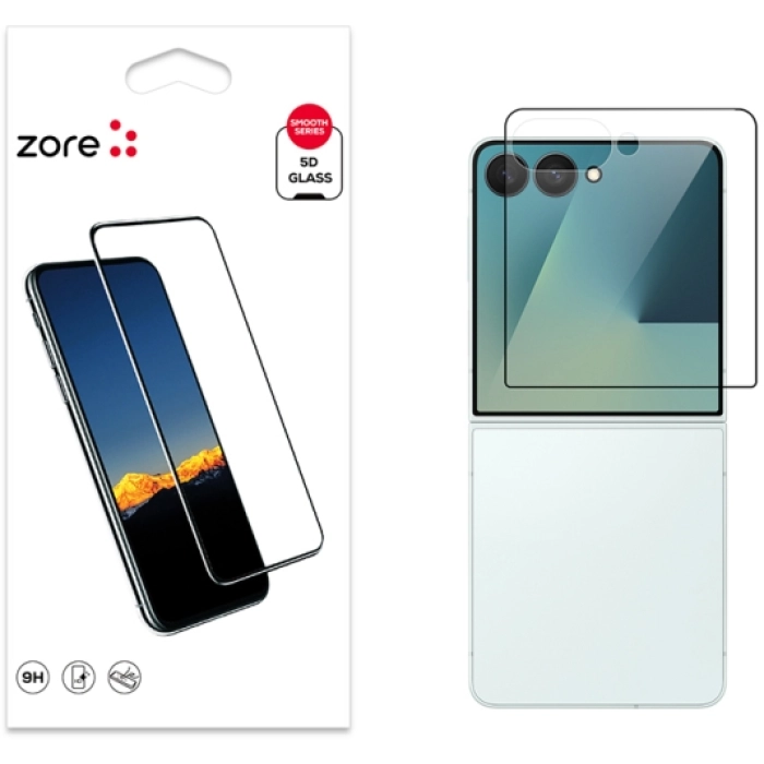 Samsung Galaxy Z Flip 7 Kırılmaz Cam Tam Kapatan Kenarları Kırılmaya Dayanıklı Cam Ekran Koruyucu - Şeffaf