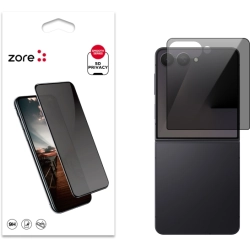 Samsung Galaxy Z Flip 7 Kırılmaz Cam 5D Ekran Koruyucu Karartmalı Hayalet Cam Privacy Tam Kapatan - Siyah