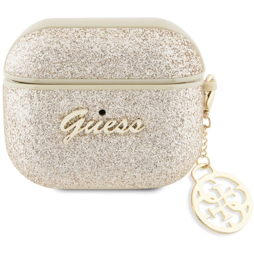 Apple Airpods 3. Nesil Kılıf GUESS Glitter 4G Charm Kapak - Gold