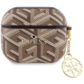 Apple Airpods 3. Nesil Kılıf Guess Orjinal Lisanslı G Cube Desenli 4G Süs Zincirli Kapak - Kahverengi