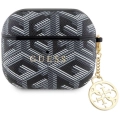 Apple Airpods 3. Nesil Kılıf Guess Orjinal Lisanslı G Cube Desenli 4G Süs Zincirli Kapak - Siyah