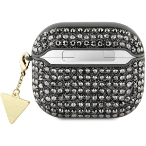 Apple Airpods 3. Nesil Kılıf Guess Orjinal Lisanslı Parıltılı Taş Kaplamalı Üçgen Logo Süs Zincirli Kapak - Haki