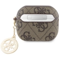Apple Airpods 3.Nesil Kılıf Guess Orjinal Lisanslı PU Deri 4G Desenli 4G Charm Kapak - Kahverengi
