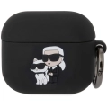 Apple Airpods 3. Nesil Kılıf Karl Lagerfeld Orjinal Lisanslı Karl & Choupette 3D Silikon Kapak - Siyah