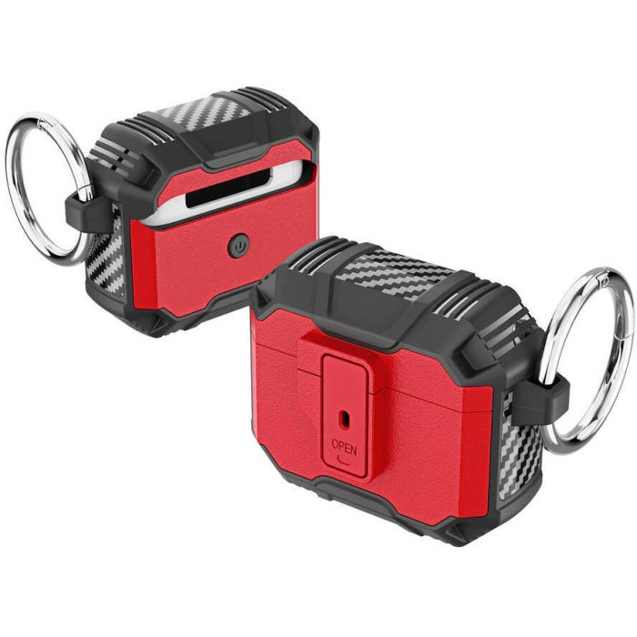 Apple Airpods 3. Nesil Kılıf Zore Airbag 27 Silikon - Siyah-Kırmızı