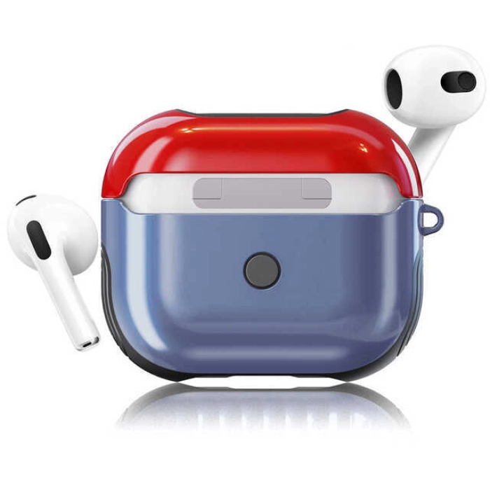 Apple Airpods 3. Nesil Kılıf Zore Shockproof Silikon - Mavi-Kırmızı