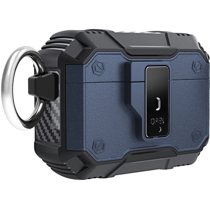 Apple Airpods 3. Nesil Zore Airbag 35 Darbelere Karşı Dayanıklı Düğmeli Kılıf - Mavi