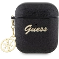 Apple Airpods Kılıf GUESS Glitter 4G Charm Kapak - Siyah