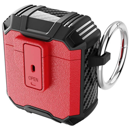 Apple Airpods Kılıf Zore Airbag 27 Silikon - Siyah-Kırmızı