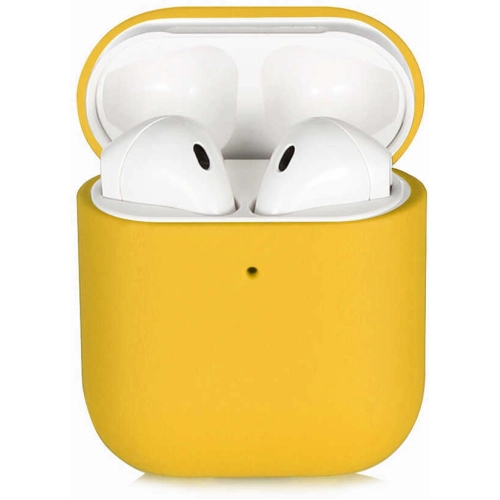 Apple Airpods Kılıf Zore Silk Silikon - Sarı
