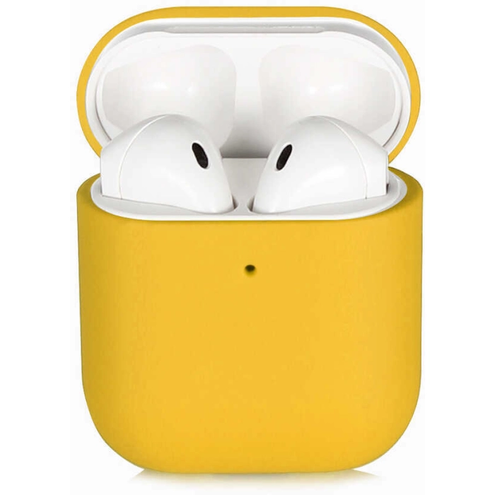 Apple Airpods Kılıf Zore Silk Silikon - Sarı