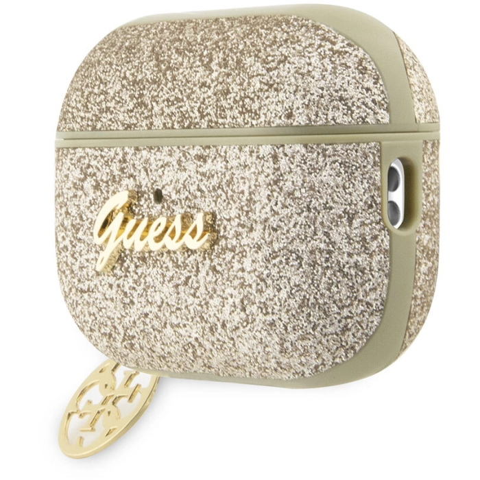 Apple Airpods Pro 2 Kılıf GUESS Glitter 4G Charm Kapak - Gold