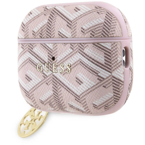 Apple Airpods Pro 2 Kılıf Guess Orjinal Lisanslı G Cube Desenli 4G Süs Zincirli Kapak - Kahverengi