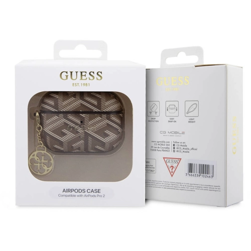 Apple Airpods Pro 2 Kılıf Guess Orjinal Lisanslı G Cube Desenli 4G Süs Zincirli Kapak - Pembe