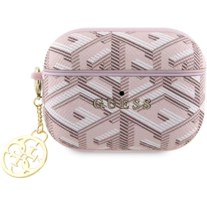 Apple Airpods Pro 2 Kılıf Guess Orjinal Lisanslı G Cube Desenli 4G Süs Zincirli Kapak - Pembe
