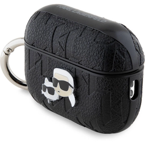 Apple Airpods Pro 2 Kılıf Karl Lagerfeld Orjinal Lisanslı Monogram Silikon Kapak - Siyah