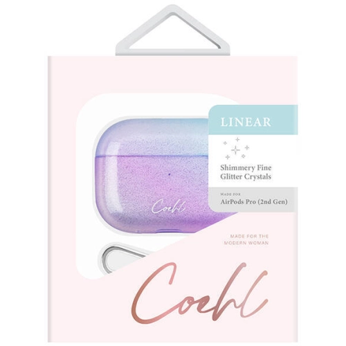 Apple Airpods Pro 2 Kılıf Parlayan Arka Yüzey Coehl Linear Kapak - Mor