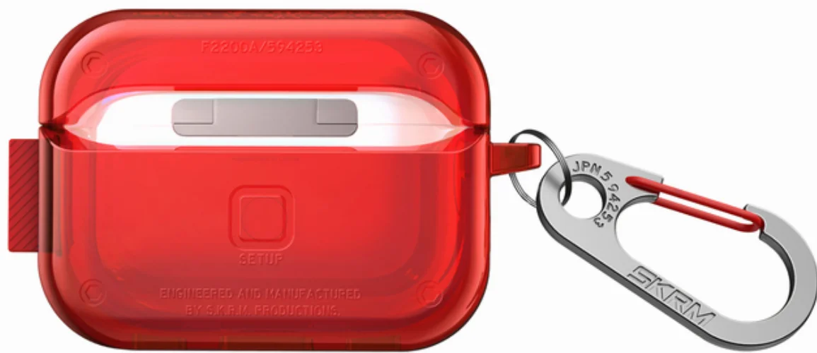 Apple Airpods Pro 2 Kılıf SkinArma Şeffaf Renkli Airbagli Tasarım Saido Kılıf - Kırmızı