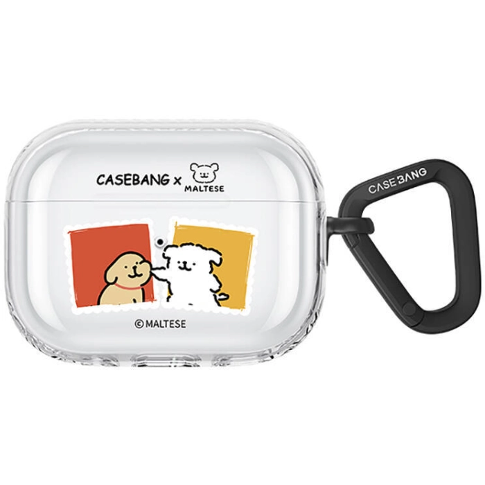 Apple Airpods Pro Kılıf Şeffaf İkonik Figürlü Casebang Maltese Serisi Kapak - Kırmızı-Turuncu