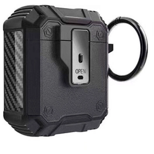 Apple Airpods Zore Airbag 35 Darbelere Karşı Dayanıklı Düğmeli Kılıf - Siyah