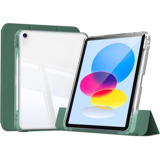 Apple iPad 10.9 2022 (10. Nesil) ​Kılıf Magnetik Ayrılabilen Airbagli Sliding Silikon Tablet Kapak - Koyu Yeşil