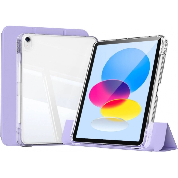 Apple iPad 10.9 2022 (10. Nesil) ​Kılıf Magnetik Ayrılabilen Airbagli Sliding Silikon Tablet Kapak - Lavender