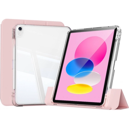 Apple iPad 10.9 2022 (10. Nesil) ​Kılıf Magnetik Ayrılabilen Airbagli Sliding Silikon Tablet Kapak - Pembe