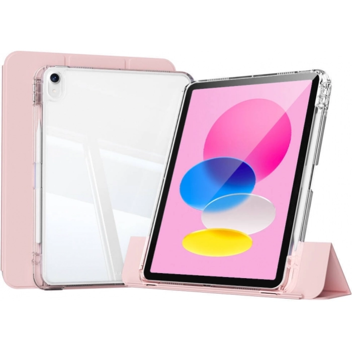 Apple iPad 10.9 2022 (10. Nesil) ​Kılıf Magnetik Ayrılabilen Airbagli Sliding Silikon Tablet Kapak - Pembe