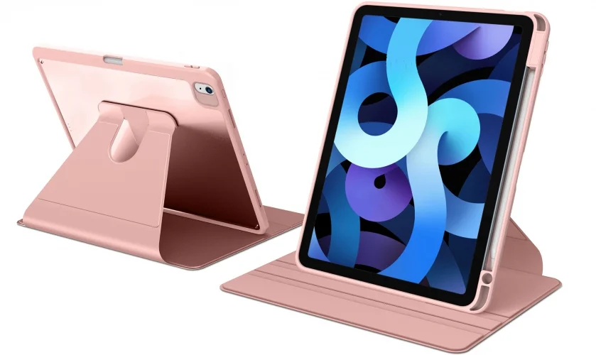 Apple iPad 10.9 2022 (10. Nesil) Tablet Kılıf Zore Nayn Dönebilen Standlı Kapak - Pembe