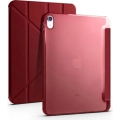 Apple iPad 10.9 2022 (10. Nesil) Tablet Kılıfı Standlı Tri Folding Kalemlikli Silikon Smart Cover - Kırmızı