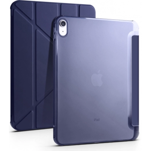 Apple iPad 10.9 2022 (10. Nesil) Tablet Kılıfı Standlı Tri Folding Kalemlikli Silikon Smart Cover - Lacivert