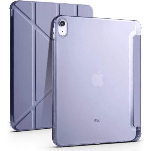 Apple iPad 10.9 2022 (10. Nesil) Tablet Kılıfı Standlı Tri Folding Kalemlikli Silikon Smart Cover - Mor