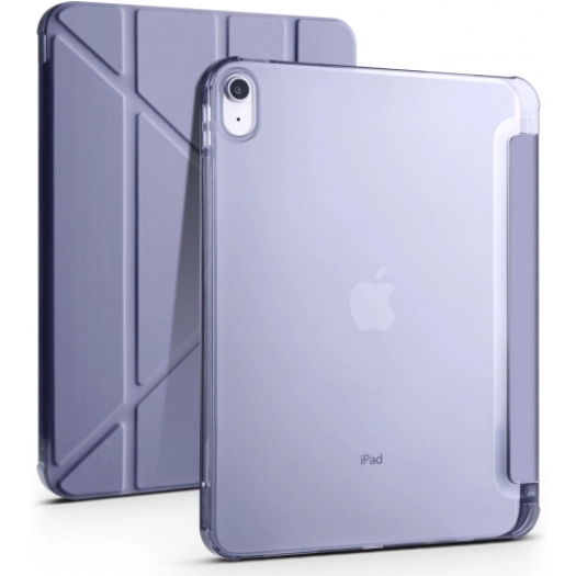 Apple iPad 10.9 2022 (10. Nesil) Tablet Kılıfı Standlı Tri Folding Kalemlikli Silikon Smart Cover - Mor