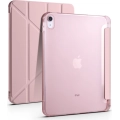 Apple iPad 10.9 2022 (10. Nesil) Tablet Kılıfı Standlı Tri Folding Kalemlikli Silikon Smart Cover - Pembe