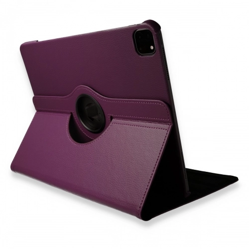 Apple iPad Pro 12.9 2021 (5. Nesil) Tablet Kılıfı 360 Derece Dönebilen Standlı Kapak - Mor