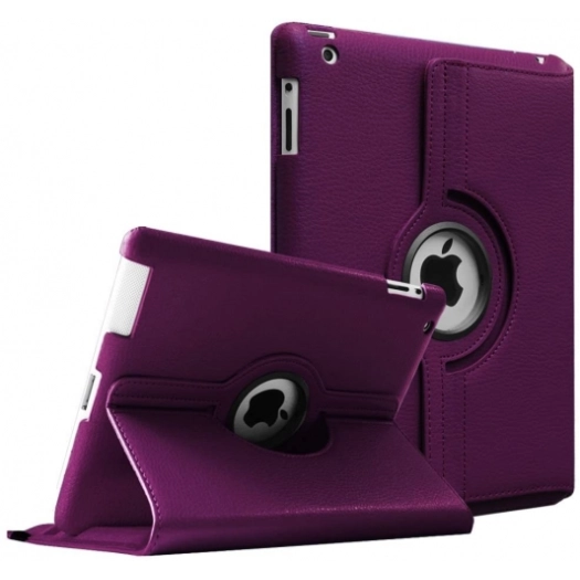 Apple iPad 2 Tablet Kılıfı 360 Derece Dönebilen Standlı Kapak - Mürdüm