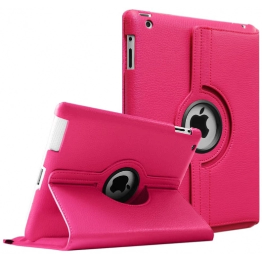 Apple iPad 2 Tablet Kılıfı 360 Derece Dönebilen Standlı Kapak - Pembe