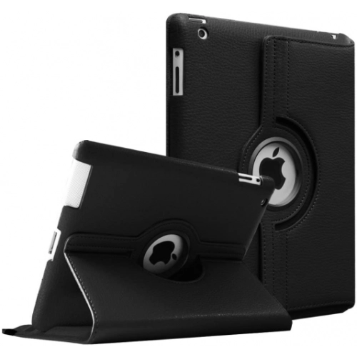 Apple iPad 2 Tablet Kılıfı 360 Derece Dönebilen Standlı Kapak - Siyah