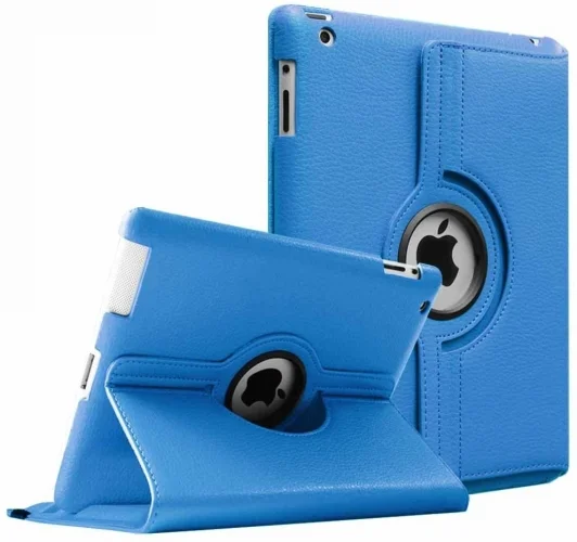 Apple iPad 3 Tablet Kılıfı 360 Derece Dönebilen Standlı Kapak - Mavi