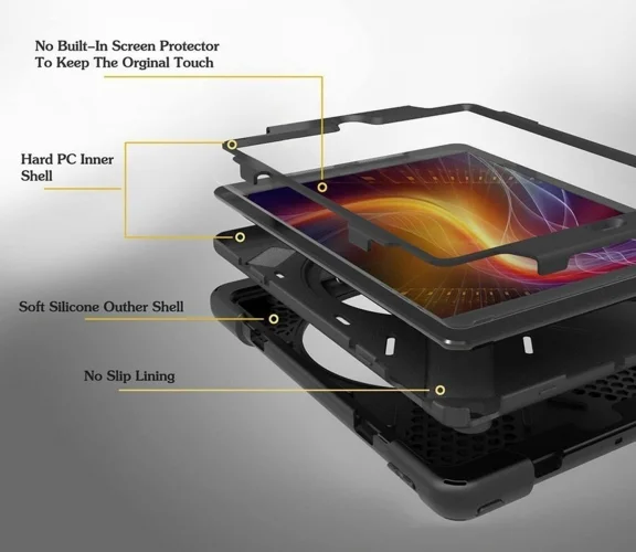 Apple iPad 6 Air 2 9.7 Kılıf Zore Defender Tablet Silikon - Siyah