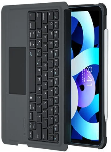Apple iPad Air 10.9 2022 (5.Nesil) Benks Multifunctional Kablosuz Klavyeli Kılıf - Siyah