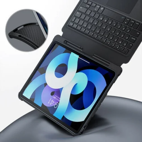 Apple iPad Air 10.9 2022 (5.Nesil) Benks Multifunctional Kablosuz Klavyeli Kılıf - Siyah