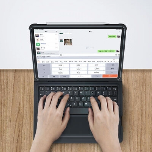 Apple iPad Air 10.9 2022 (5.Nesil) Benks Multifunctional Kablosuz Klavyeli Kılıf - Siyah