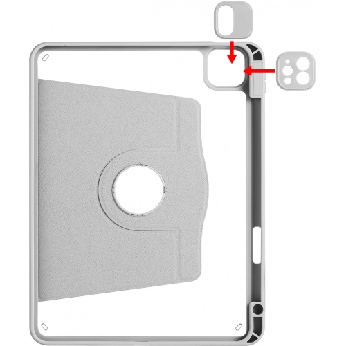 Apple iPad Air 10.9 2022 (5.Nesil) Tablet Kılıfı Termik Kalem Bölmeli Dönebilen Standlı Kapak - Gri