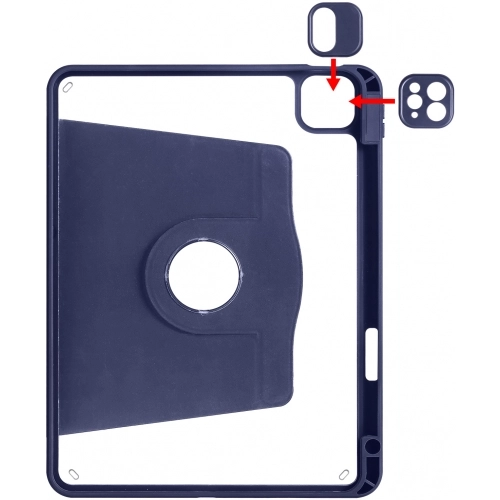 Apple iPad Air 10.9 2022 (5.Nesil) Tablet Kılıfı Termik Kalem Bölmeli Dönebilen Standlı Kapak - Lacivert