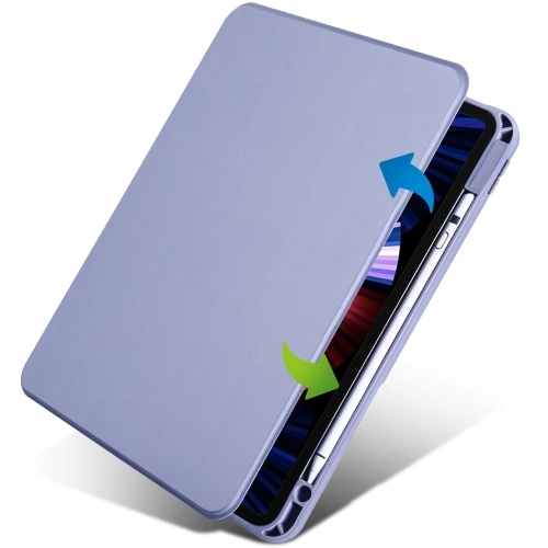 Apple iPad Air 10.9 2022 (5.Nesil) Tablet Kılıfı Termik Kalem Bölmeli Dönebilen Standlı Kapak - Lavanta Gri