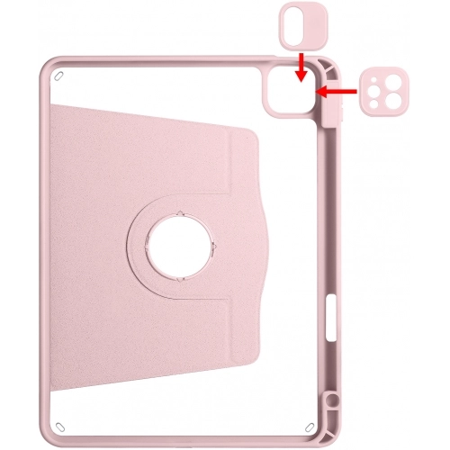 Apple iPad Air 10.9 2022 (5.Nesil) Tablet Kılıfı Termik Kalem Bölmeli Dönebilen Standlı Kapak - Pembe